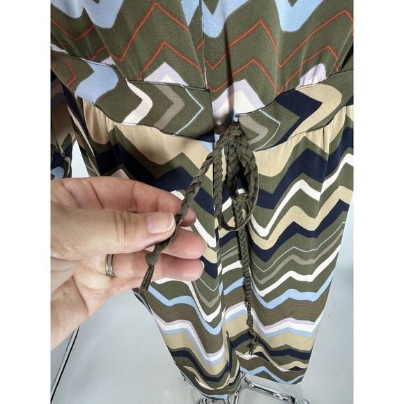 Diane Von Furstenberg Dress Shirtdress Bariloche Olive Chevron Print Silk Size 4 - Picture 11 of 16